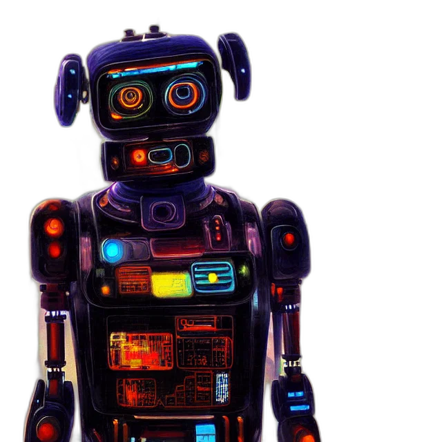 robot, cyberpunk, 3d render, concept art, beautiful, painting, dog, hiroshi transparent PNG cut-out
