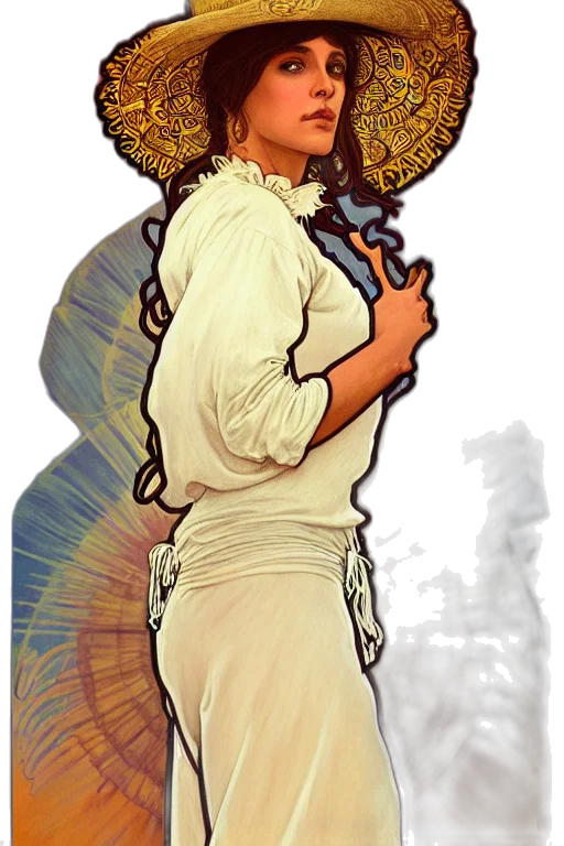 staff, hat, dress, umbrella transparent PNG cut-out