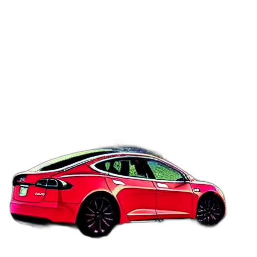 car, robot, concept art, 3d render, photorealistic, cartoon, tesla, painted transparent PNG cut-out