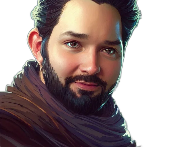face, staff, dragon, fantasy art transparent PNG cut-out