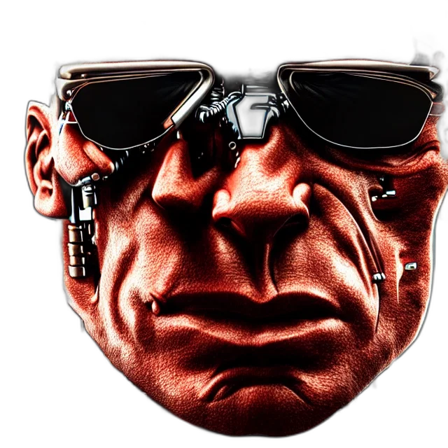 mask, face, robot, weapon, 3d render, photorealistic, concept art, comic book art transparent PNG cut-out