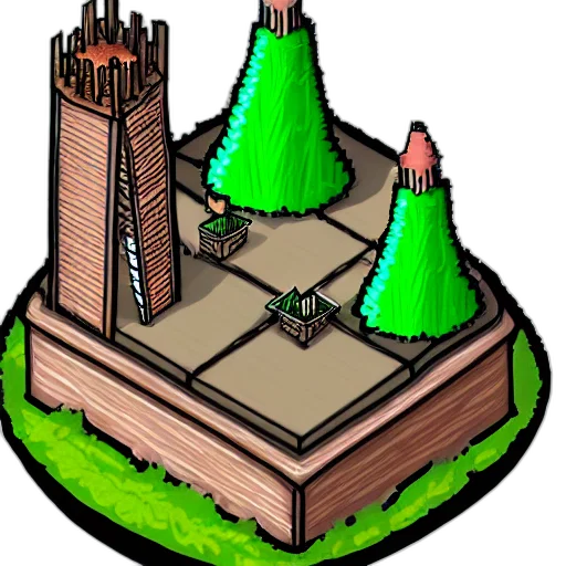 crown, tree, building, furniture, pixel art, concept art, 3d render, fantasy art transparent PNG cut-out