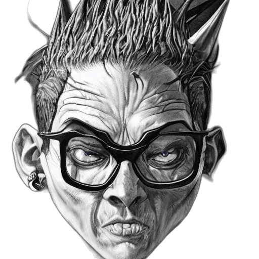 face, mask, creature, comic book art transparent PNG cut-out