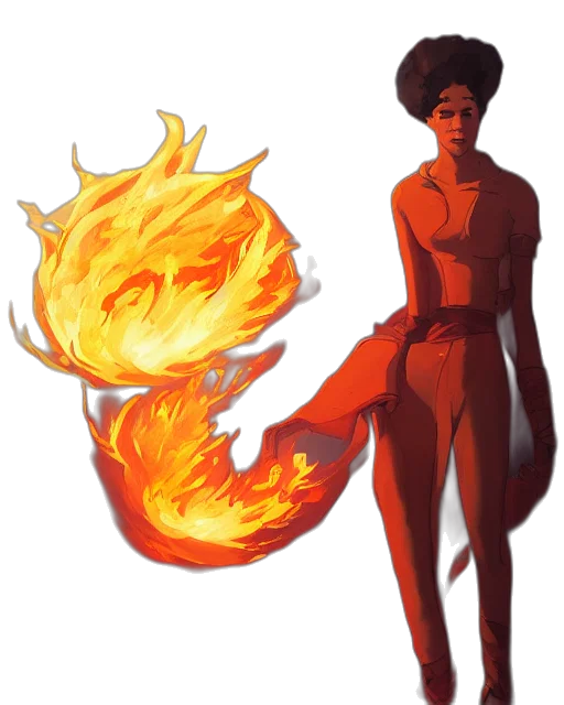 staff, concept art, fantasy art, pixel art, comic book art, fire, golden, red transparent PNG cut-out
