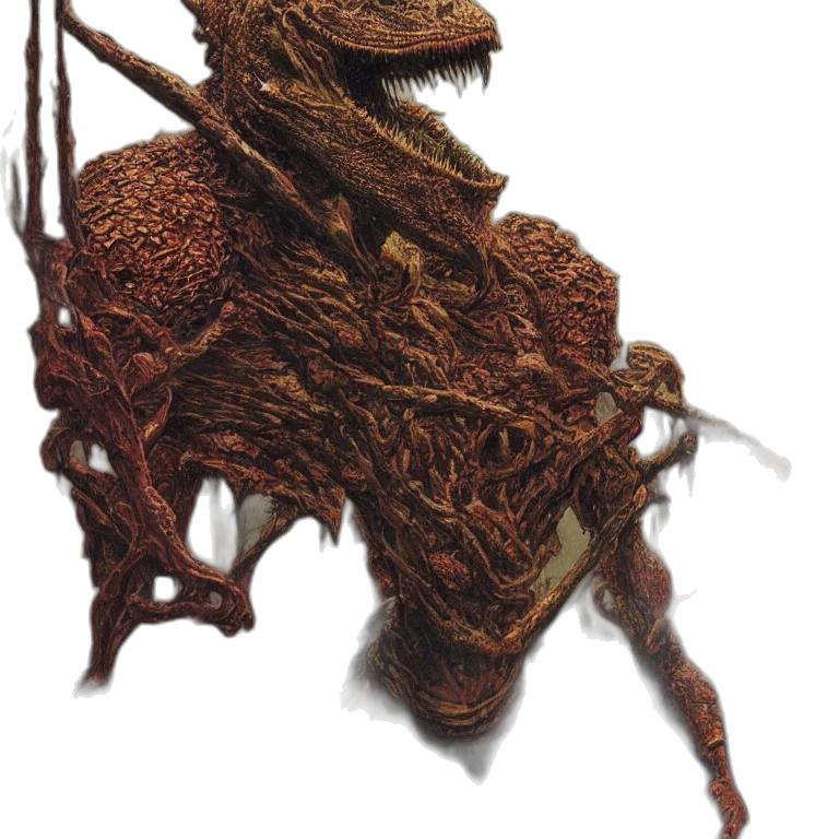 dragon, creature, mask, staff transparent PNG cut-out