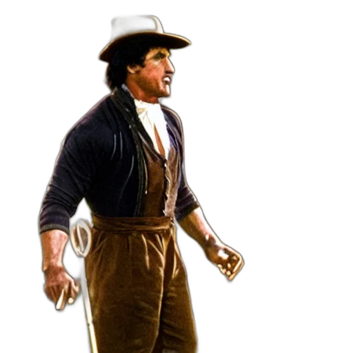 staff, hat, jacket, weapon, concept art, photorealistic, 3d render, fantasy art transparent PNG cut-out