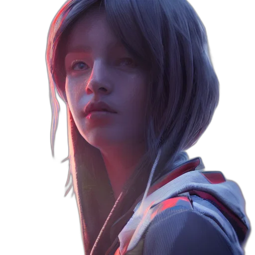 jacket, face, robot, staff, photorealistic, concept art, cyberpunk, 3d render transparent PNG cut-out