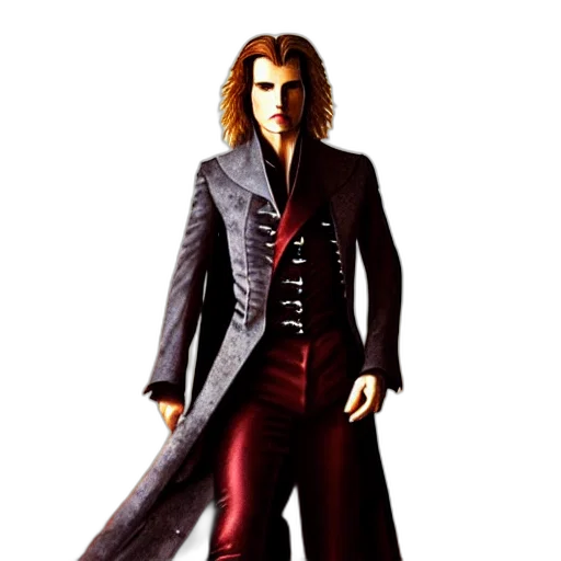 jacket, staff, concept art, photorealistic, 3d render, pixel art, red, dark transparent PNG cut-out