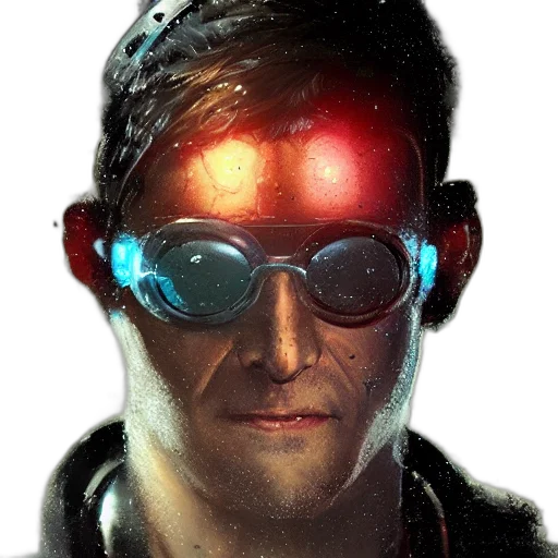 robot, face, mask, jacket transparent PNG cut-out