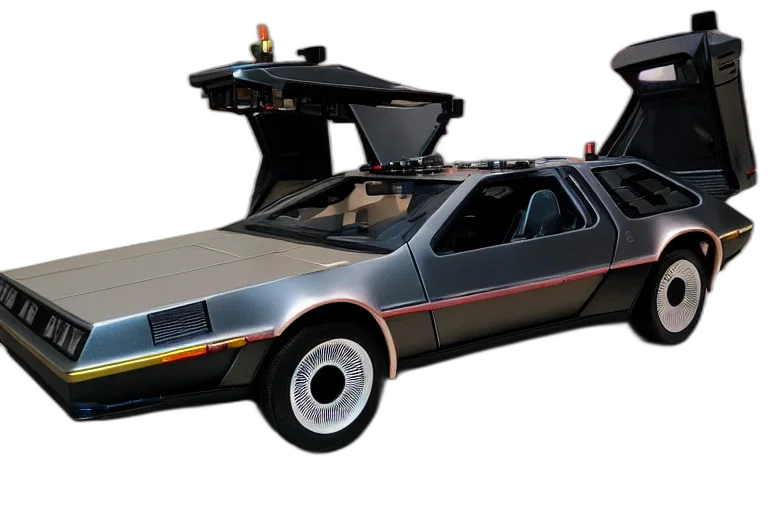 car, concept art, cyberpunk, delorean transparent PNG cut-out
