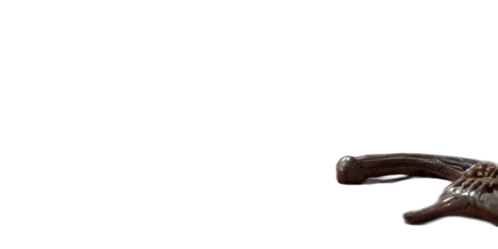 staff, food, shoes, weapon, photorealistic, 3d render, earth tones, dark transparent PNG cut-out