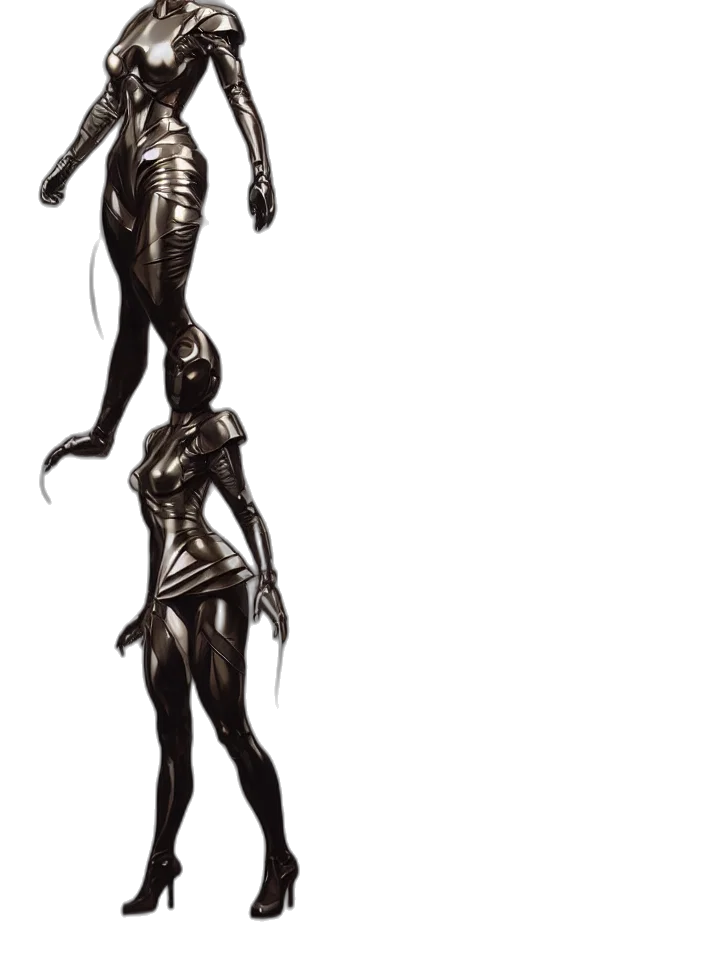 creature, staff, dress, robot transparent PNG cut-out