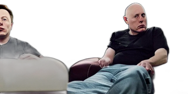 full, distant, shot, bald, dirty, elon, musk, tracksuit transparent PNG cut-out