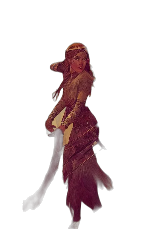 dress, staff, hat, creature transparent PNG cut-out