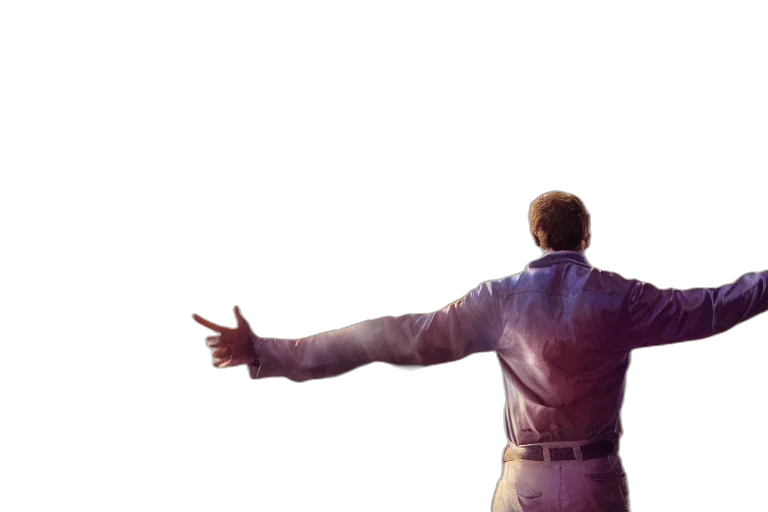 jacket, staff, concept art, 3d render, man, holding, universe, after transparent PNG cut-out