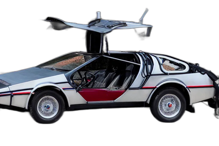 car, robot, concept art, 3d render, delorean transparent PNG cut-out