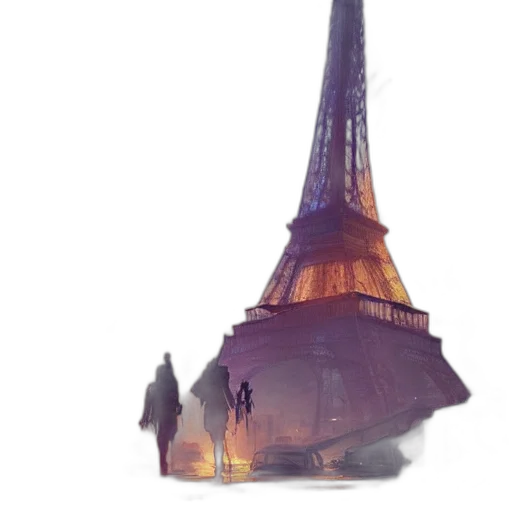 umbrella, building, sword, hat, concept art, fantasy art, watercolor, photorealistic transparent PNG cut-out