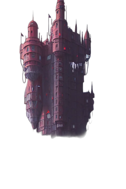 building, robot, weapon, crown transparent PNG cut-out