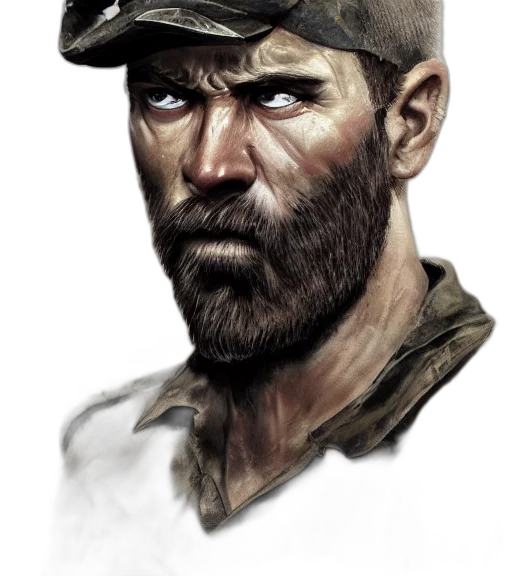 face, hat, staff, weapon transparent PNG cut-out