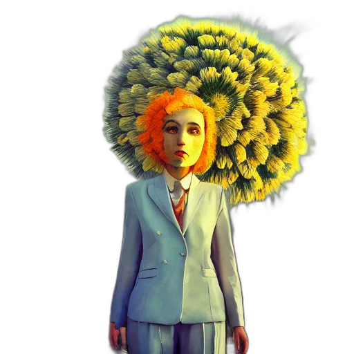 flower, face, crown, jacket transparent PNG cut-out