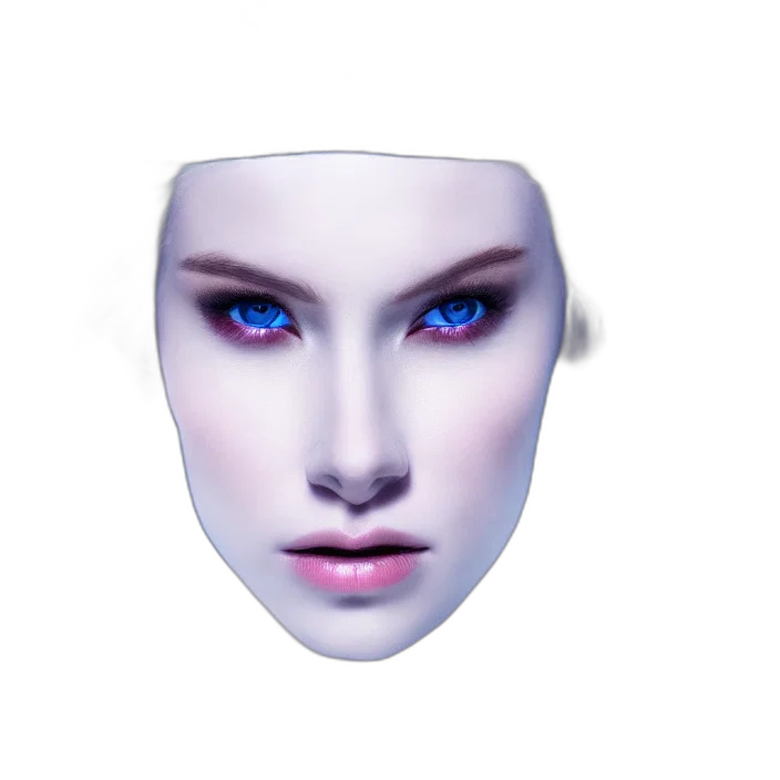 face, mask, jewelry, robot, 3d render, photorealistic, vaporwave, concept art transparent PNG cut-out