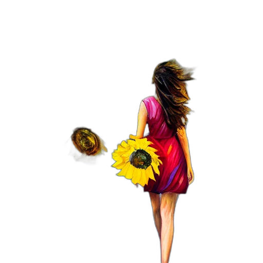 dress, flower, umbrella, staff, concept art, photorealistic, oil painting, watercolor transparent PNG cut-out