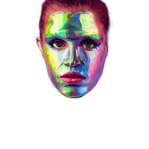 mask, face, robot, crown, vaporwave, cyberpunk, 3d render, photorealistic transparent PNG cut-out