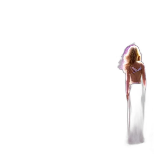 dress, hair, creature, staff transparent PNG cut-out