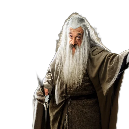 dragon, staff, sword, concept art, fantasy art, photorealistic, bean, gandalf transparent PNG cut-out