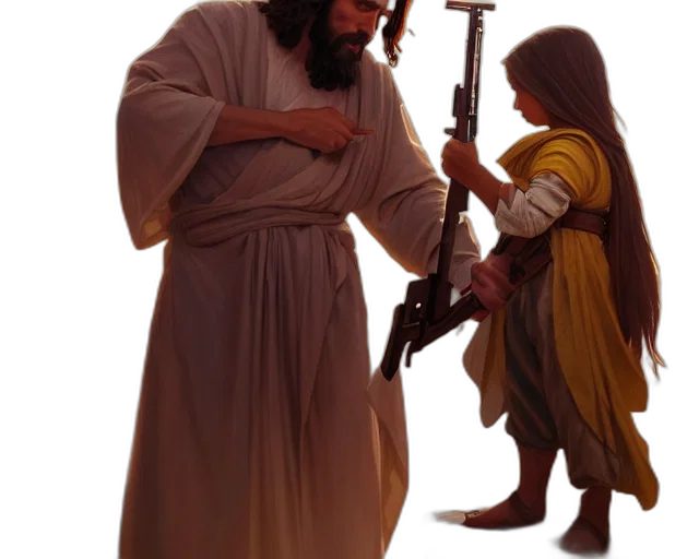 weapon, sword, staff, concept art, photography, jesus, christ, pointing transparent PNG cut-out