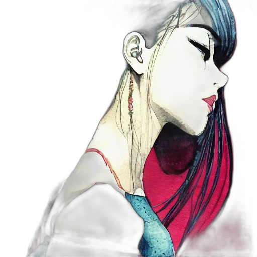 jewelry, face, mask, dress, watercolor, comic book art, concept art, fantasy art transparent PNG cut-out