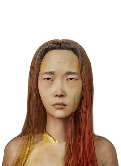 face, mask, staff, hair, photorealistic, concept art, fantasy art, 3d render transparent PNG cut-out