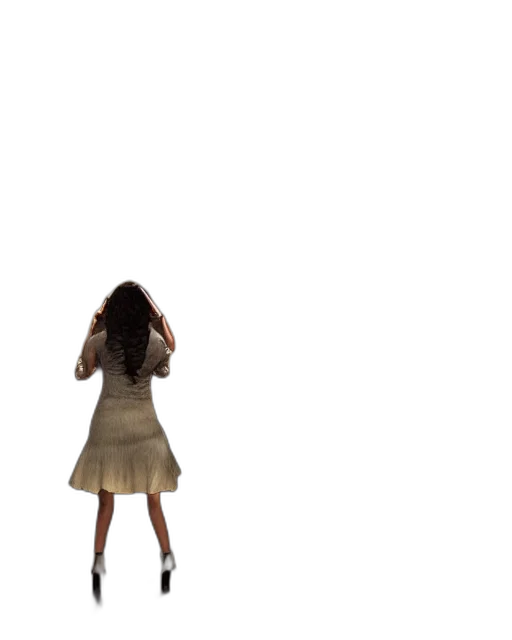 dress, hair, staff, shoes transparent PNG cut-out