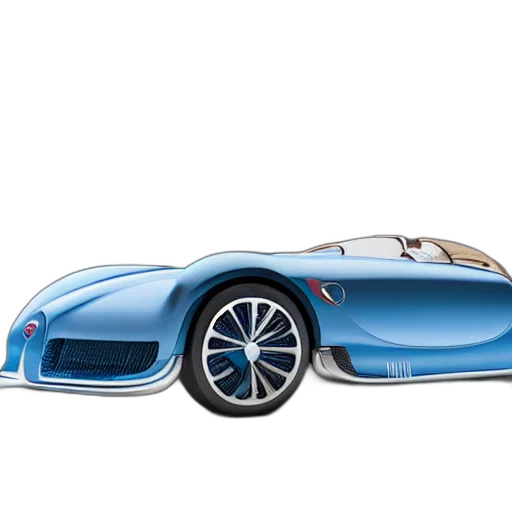 car, 3d render, concept art, photorealistic, cartoon, blue, bugatti, type transparent PNG cut-out
