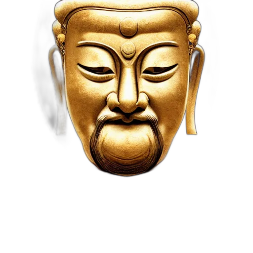 mask, jewelry, face, crown, 3d render, photorealistic, concept art, golden transparent PNG cut-out