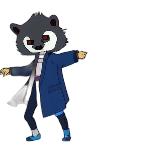 jacket, staff, concept art, cartoon, 3d render, pixel art, anthropomorphic, racoon transparent PNG cut-out