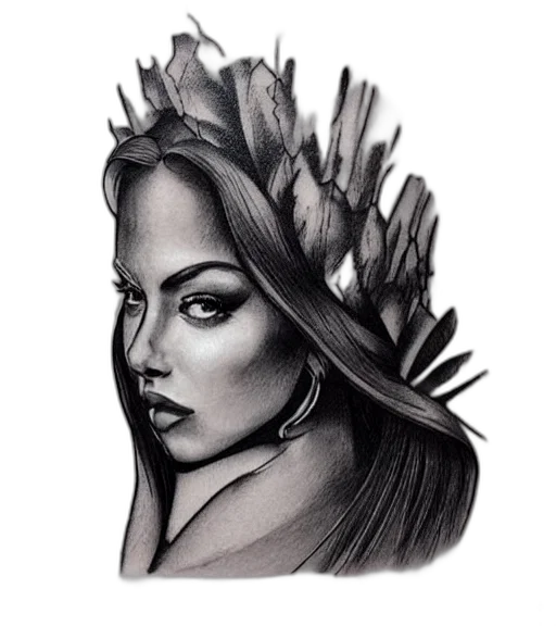 crown, hair, face, jewelry, fantasy art, pencil sketch, photorealistic, concept art transparent PNG cut-out