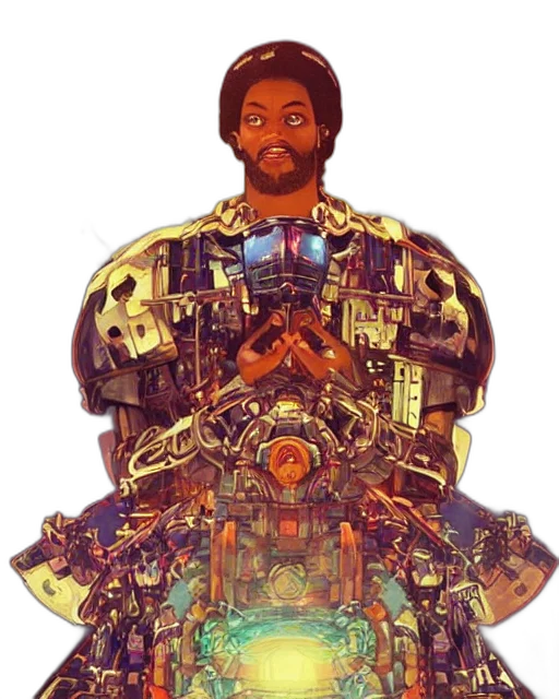 robot, jacket, face, staff transparent PNG cut-out