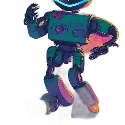 robot, creature, staff, weapon, concept art, watercolor, vaporwave, 3d render transparent PNG cut-out