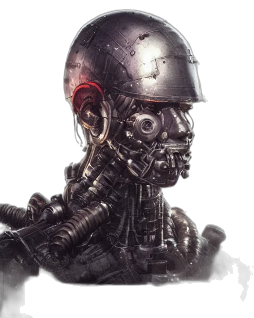 robot, mask, face, creature, concept art, cyberpunk, comic book art, 3d render transparent PNG cut-out