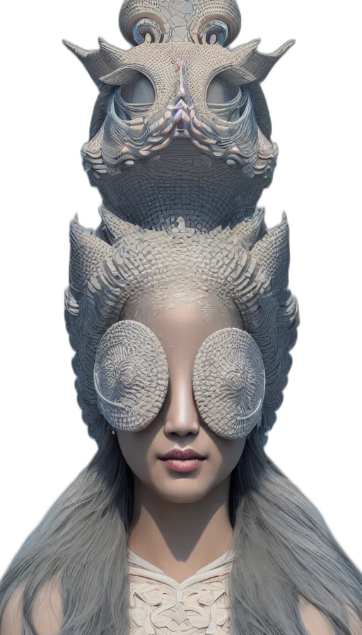 mask, face, creature, hat, 3d render, concept art, photorealistic, fantasy art transparent PNG cut-out