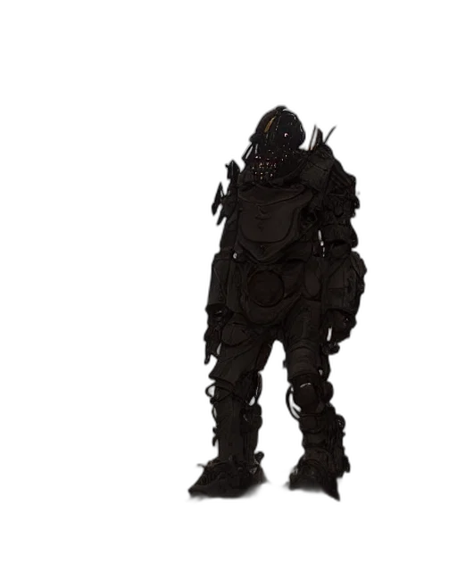 robot, mask, creature, jacket, concept art, 3d render, outer space, dark transparent PNG cut-out
