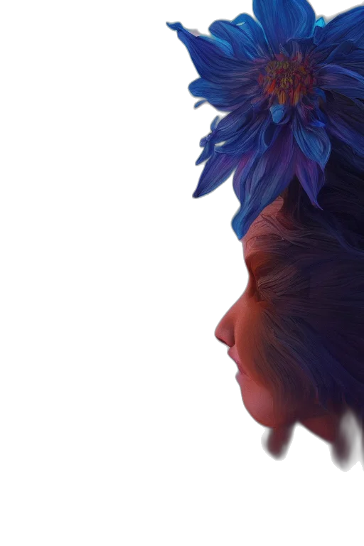 crown, flower, hat, face, photorealistic, 3d render, concept art, watercolor transparent PNG cut-out