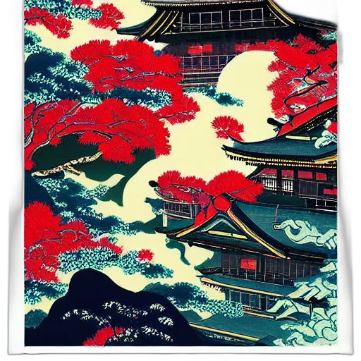 red, blue, japanese, digital, illustration, poster, colourful, pinterest transparent PNG cut-out