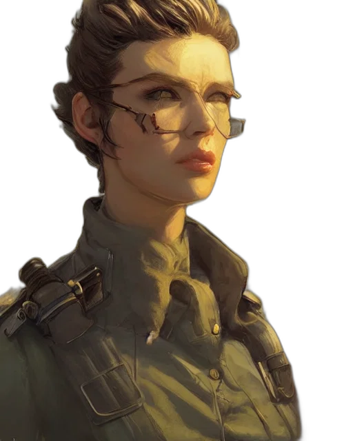 face, staff, jacket, weapon, concept art, photorealistic, cyberpunk, fantasy art transparent PNG cut-out