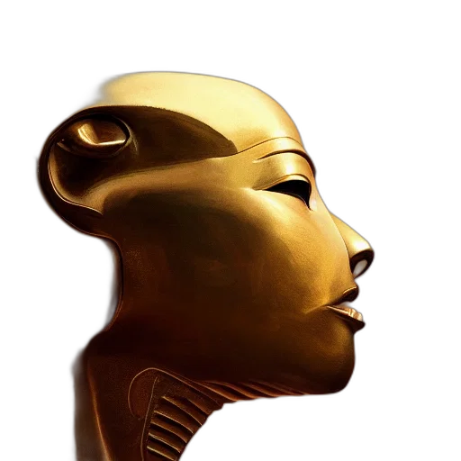 mask, crown, jewelry, face, photorealistic, concept art, 3d render, golden transparent PNG cut-out