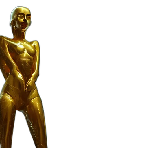 concept art, golden, portrait, human, gold, reflect, chrome, uhd transparent PNG cut-out