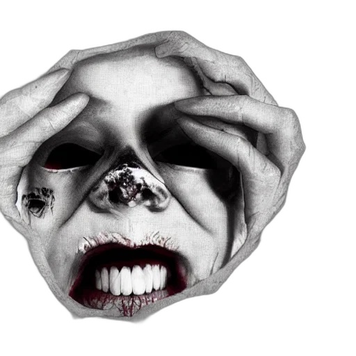mask, face, creature, crown, photorealistic, concept art, 3d render, comic book art transparent PNG cut-out