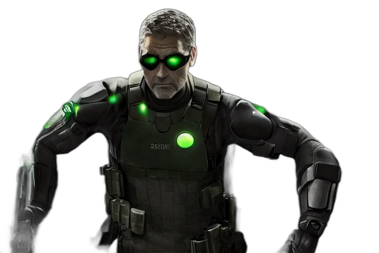 3d render, concept art, cyberpunk, comic book art, green, film, still, george transparent PNG cut-out
