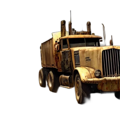 weapon, 3d render, photorealistic, concept art, tractor, trailer, truck, mad transparent PNG cut-out
